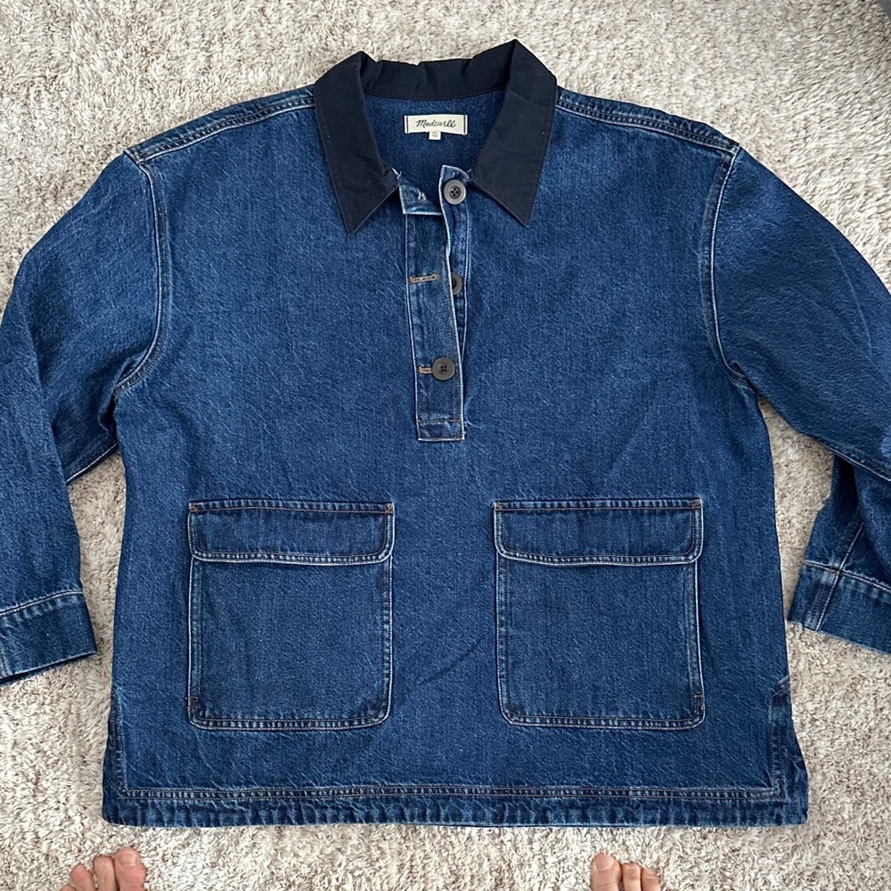 Madewell Denim Top with Black Trim